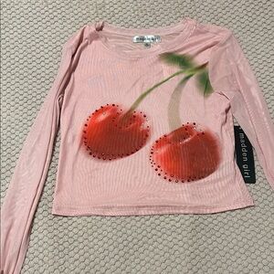 Madden Girl Pink Cherry Embellished Top